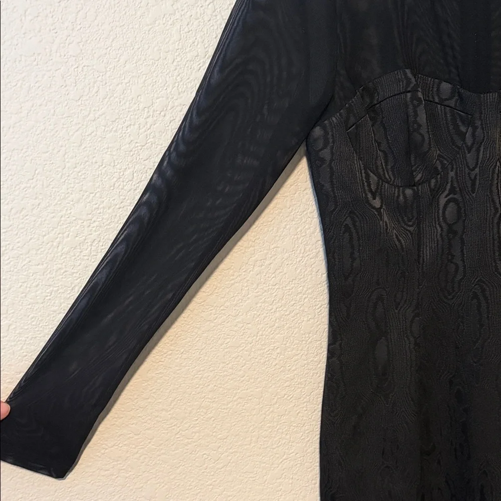 Alice + Olivia Takako Mesh Black Crew Neck Mini Dress - Picture 6 of 10